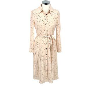 Gal Meets Glam Collection Polka Dot Button-Down Shirt Dress Peach Pink Size 4
